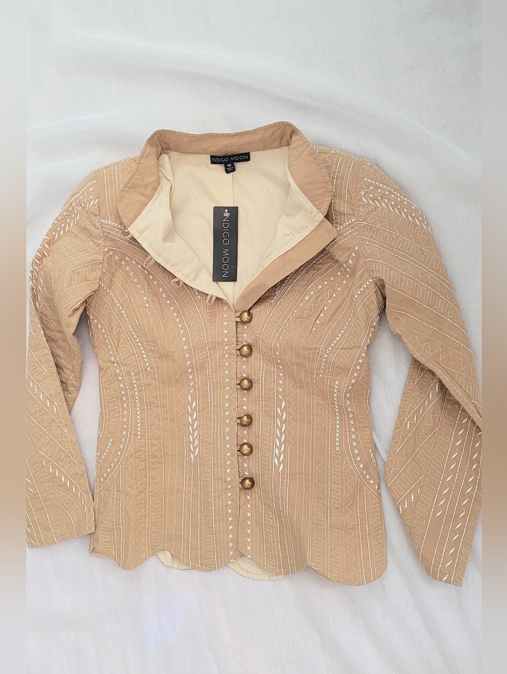 NWT! Boho Quilted Women's Fall Blazer Event Button Front Embroidered Jacket XS - Picture 4 of 16